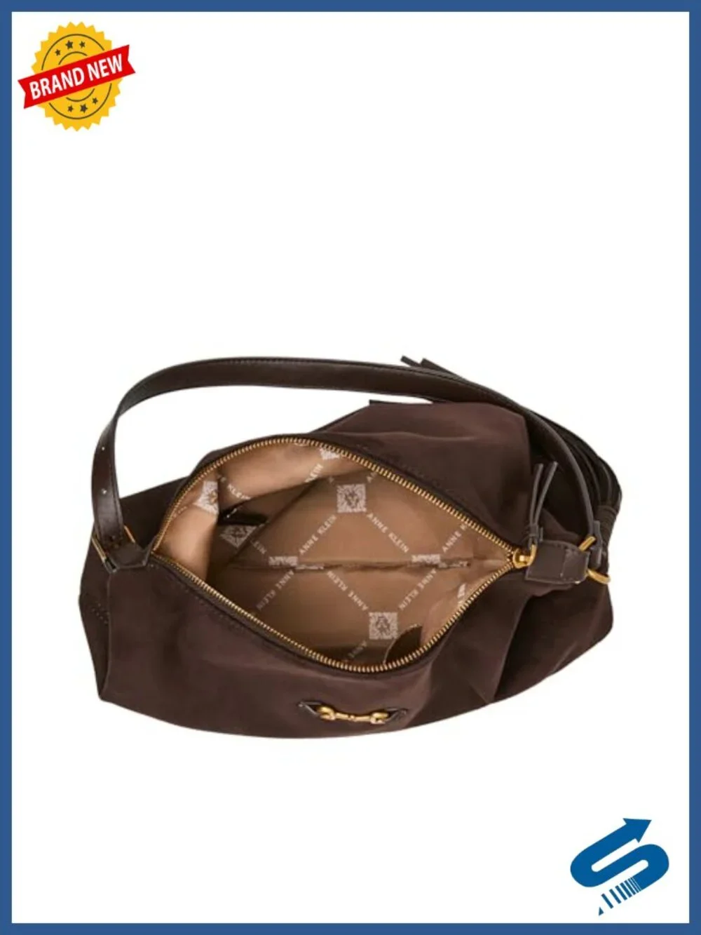 Faux Suede Hobo Shoulder Bag with Horsebit Detail
